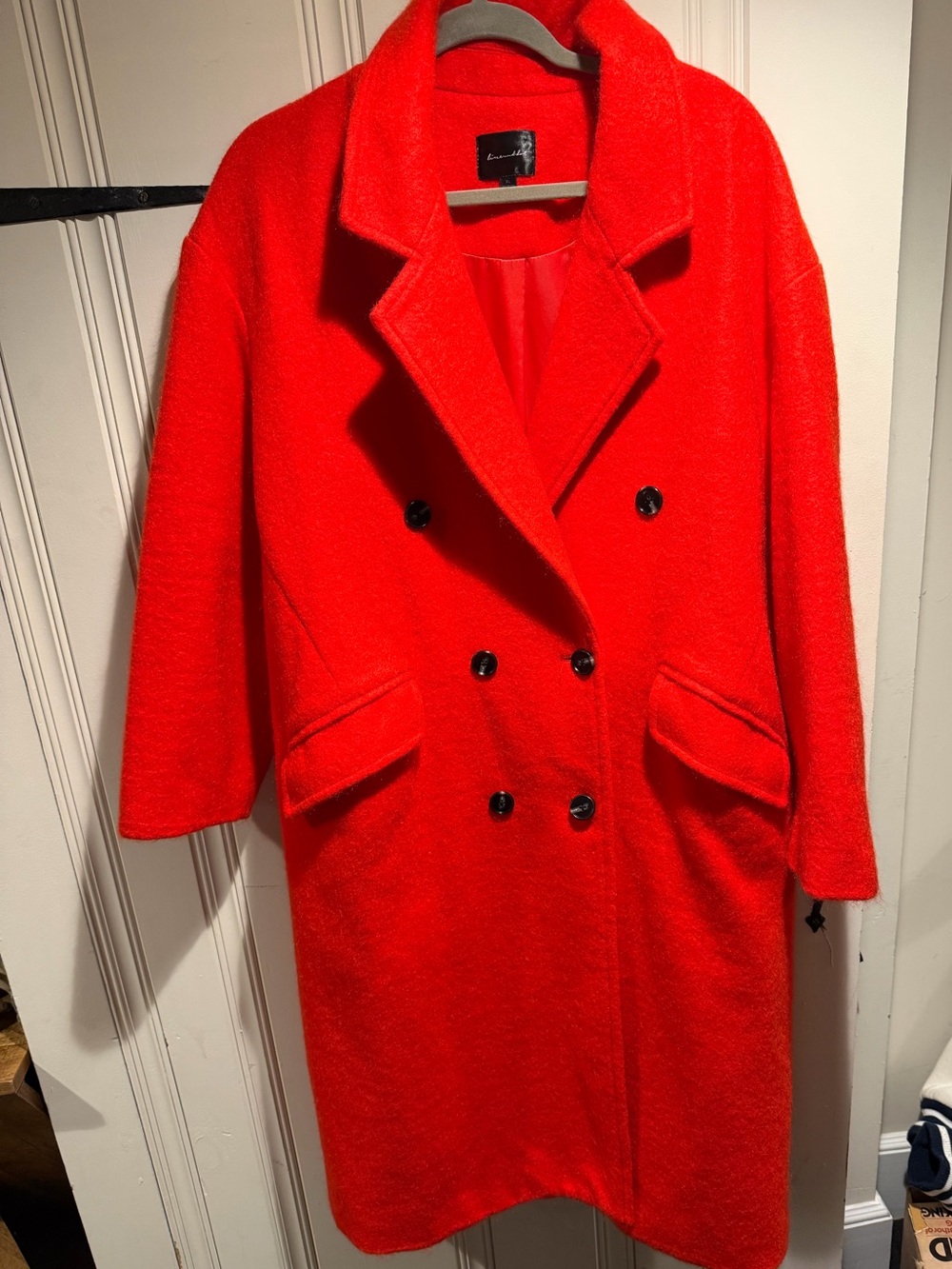 Line and dot Red long double breasted Peacoat size XL